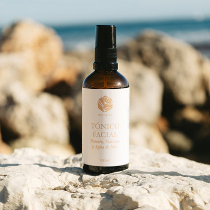 Tónico facial natural con agua de mar, romero y naranja